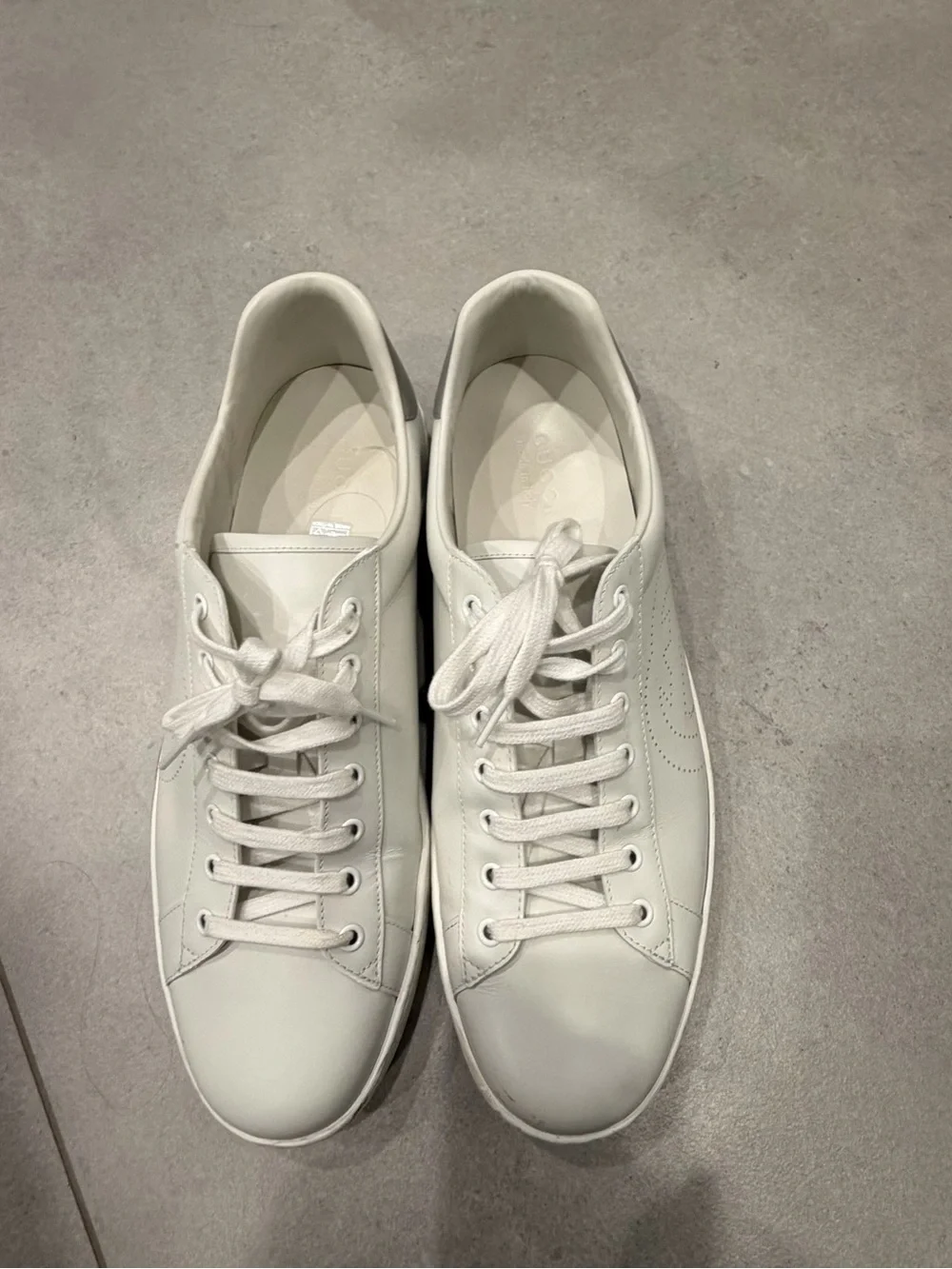 Gucci White Leather Perforated GG Logo Sneakers